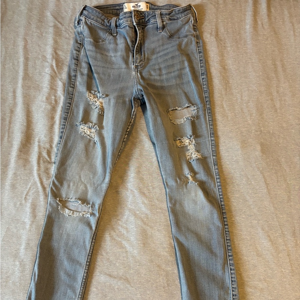 Hollister Light Gray Distressed Skinny Jeans